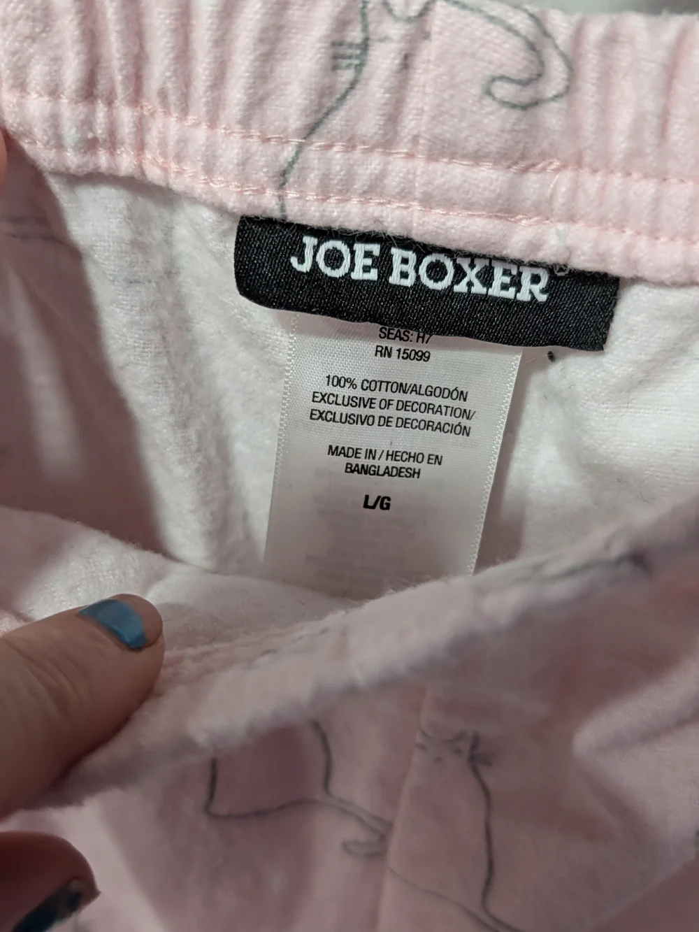 Joe Boxer Pale Pink Two-Piece Cat Print Pajama Set